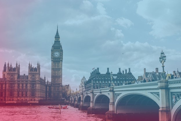 View of Big Ben Next To Westminster Bridge Over The River Thames