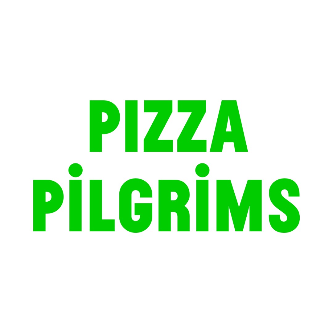 The image showcases the words "Pizza Pilgrims" in bold, green, uppercase letters on a plain white background, reflecting the vibrant energy of Vita Student's brand partners.