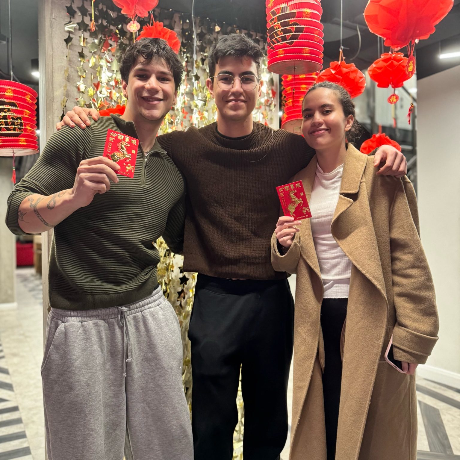 Vita Student residents celebrating Lunar New Year with decorations and red envelopes