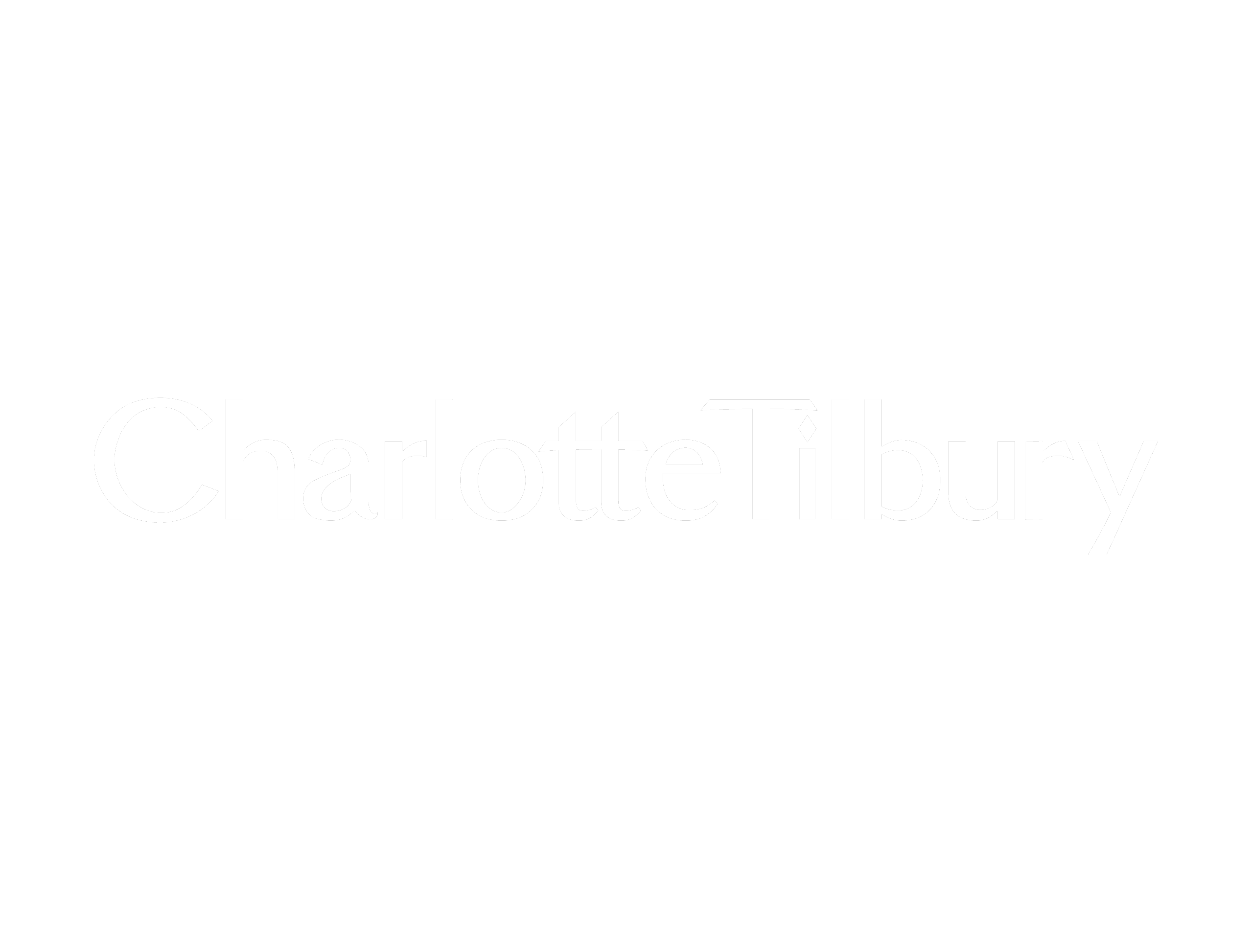 White background with the words "Charlotte Tilbury" in large, light gray serif font, centered in the image—a stylish design reflecting the sophisticated collaboration with Vita Student Brand Partners.